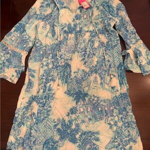 Lilly Pulitzer Blue and White Floral Dress